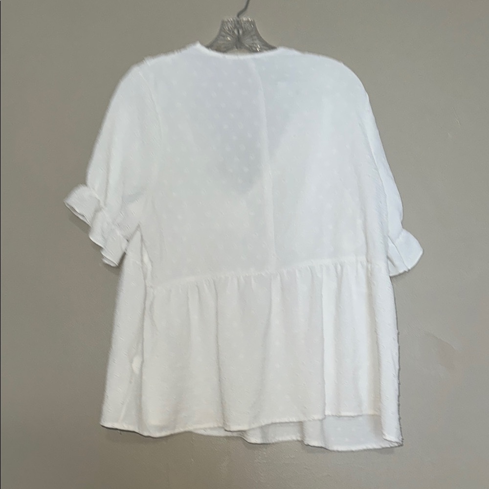 White Ruffled Women's Top - Picture 4 of 6